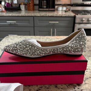 Elegant White and Silver Embellished Women's Flats